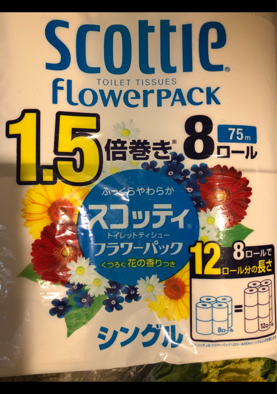 スコッティ フラワーパック１．５倍長持シングル８巻（日本製紙クレシア）の口コミ・レビュー、評価点数 | ものログ
