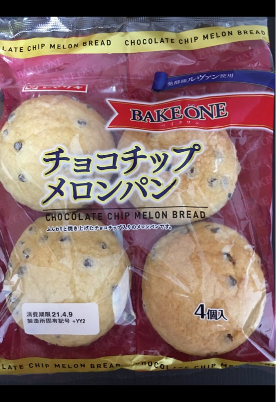 ヤマザキ ＢＡＫＥＯＮＥチョコチップメロンパン４個（山崎製パン 