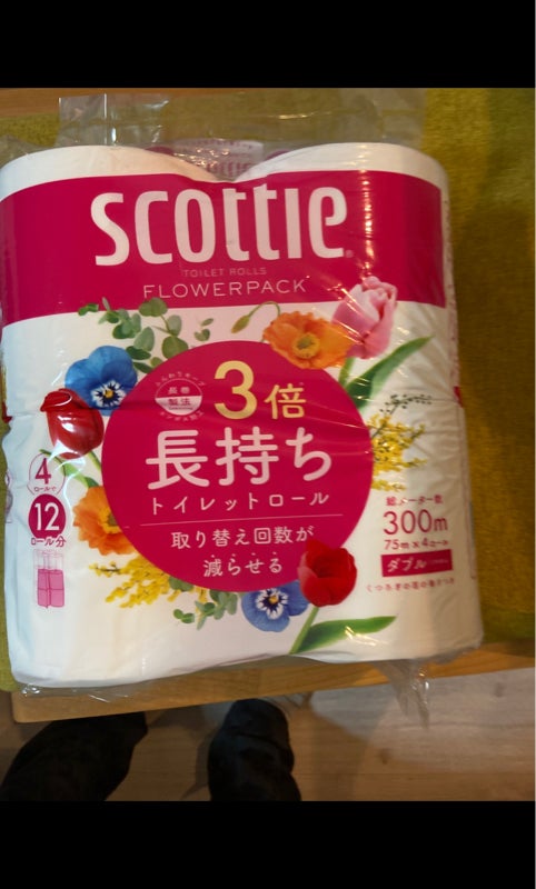 スコッティ フラワーパック３倍長持ち ダブル ４巻（日本製紙クレシア）の口コミ・レビュー、評価点数 | ものログ
